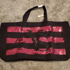 VS Black and Pink Sequin Tote Bag - NWT